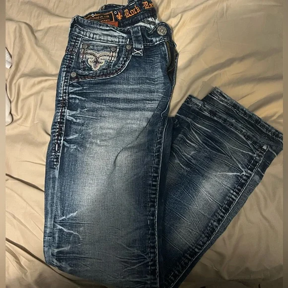 Rock Revival Distressed Blue Slim Straight Jeans